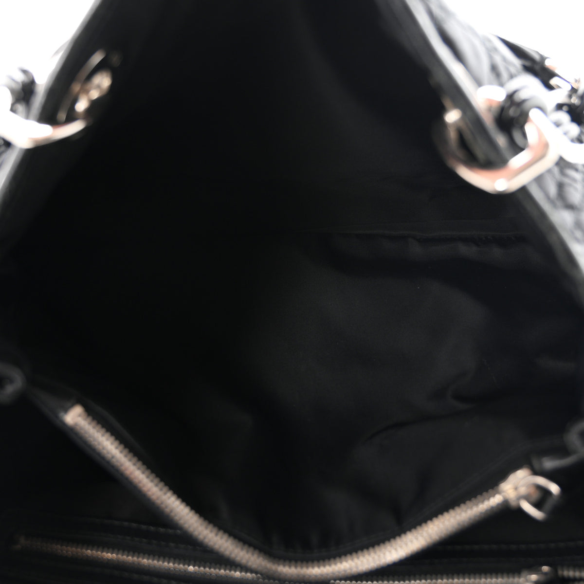 Satin Cannage Charming Lock Flap Shoulder Bag Black