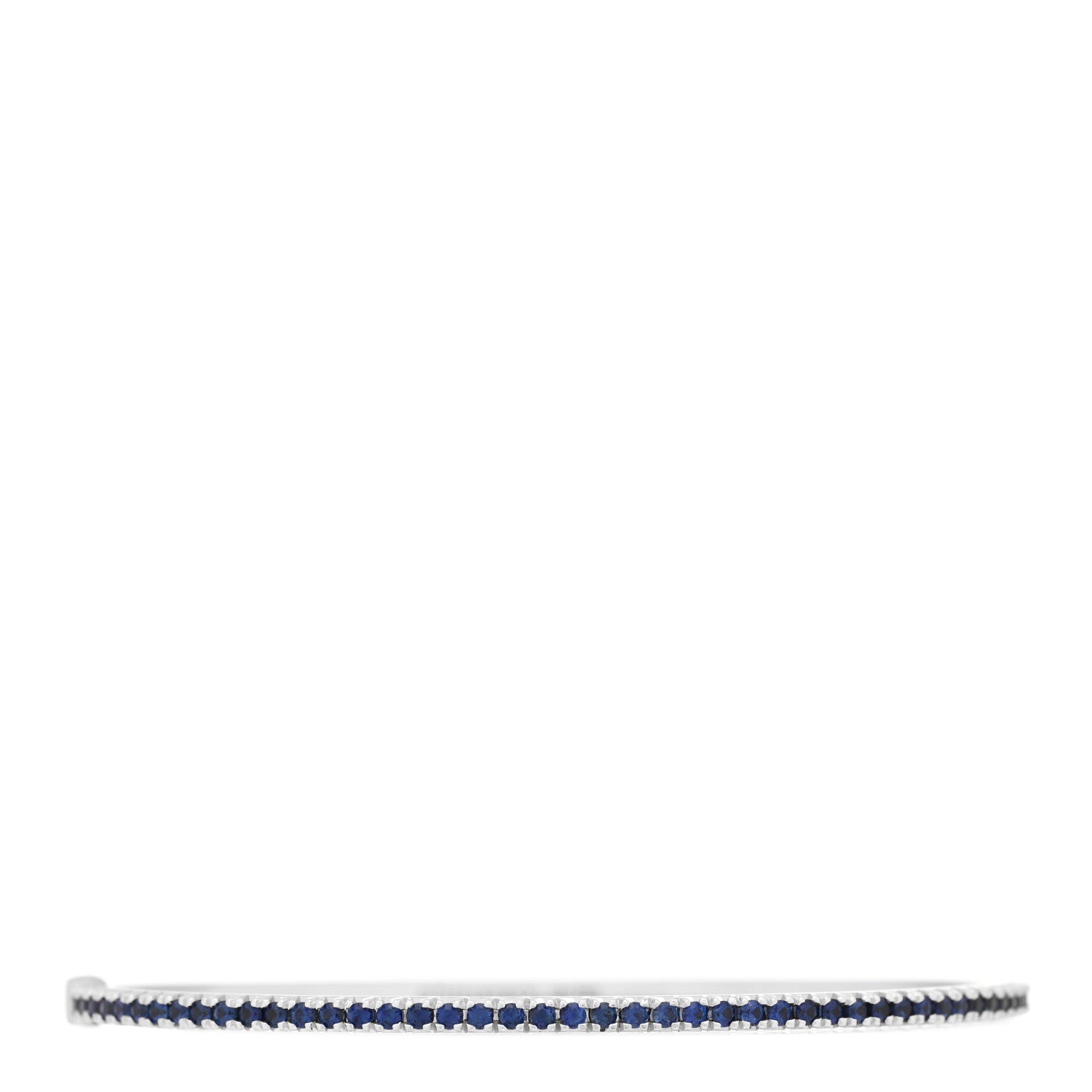 Tiffany 18K White Gold Blue Sapphire Metro Bangle Bracelet 1 of 4