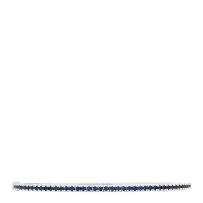 Tiffany 18K White Gold Blue Sapphire Metro Bangle Bracelet 1 of 4