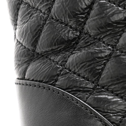 Chanel Shiny Goatskin Calfskin Quilted Lace Up Combat Boots 37 Black 10 of 11