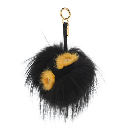 Fendi Fox Mink Rabbit Fur Vitello Flamingo Grimmy Monster Bag Bug Charm Black Giallo 1 of 5