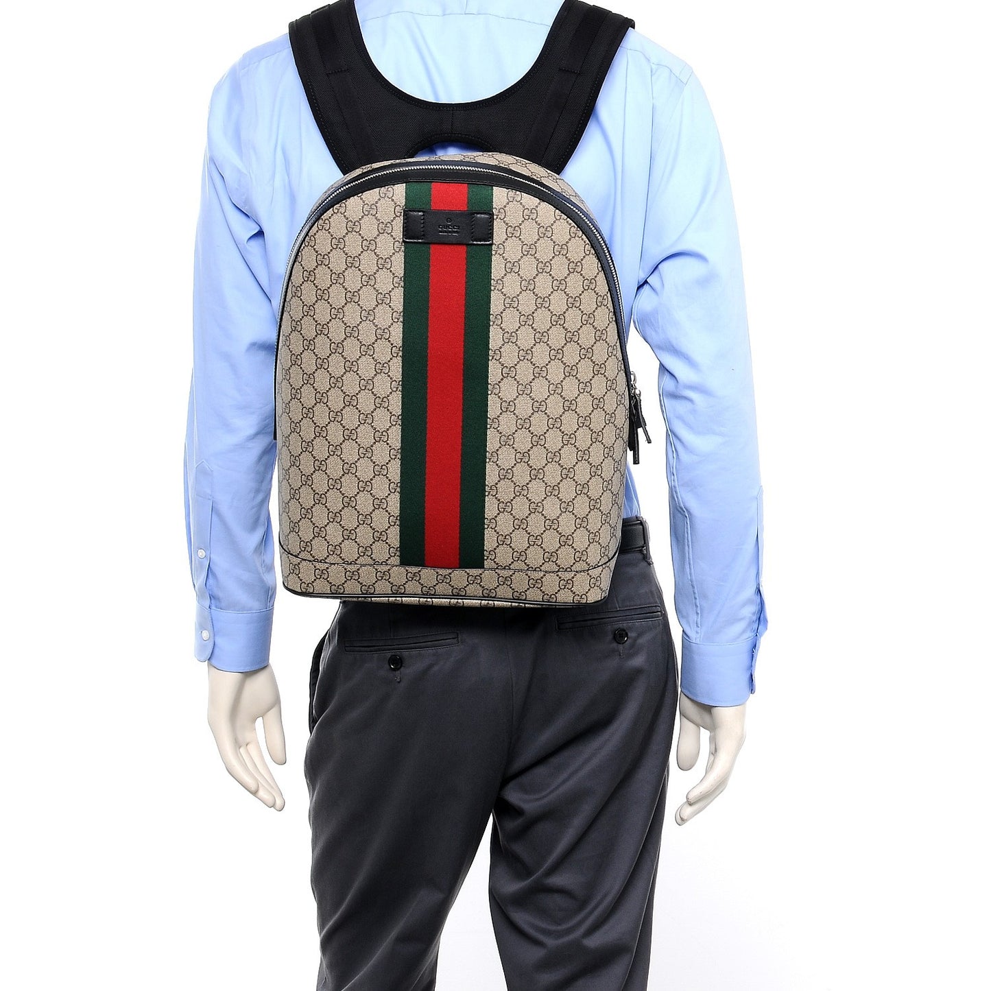 GG Supreme Monogram Web Dome Backpack Black