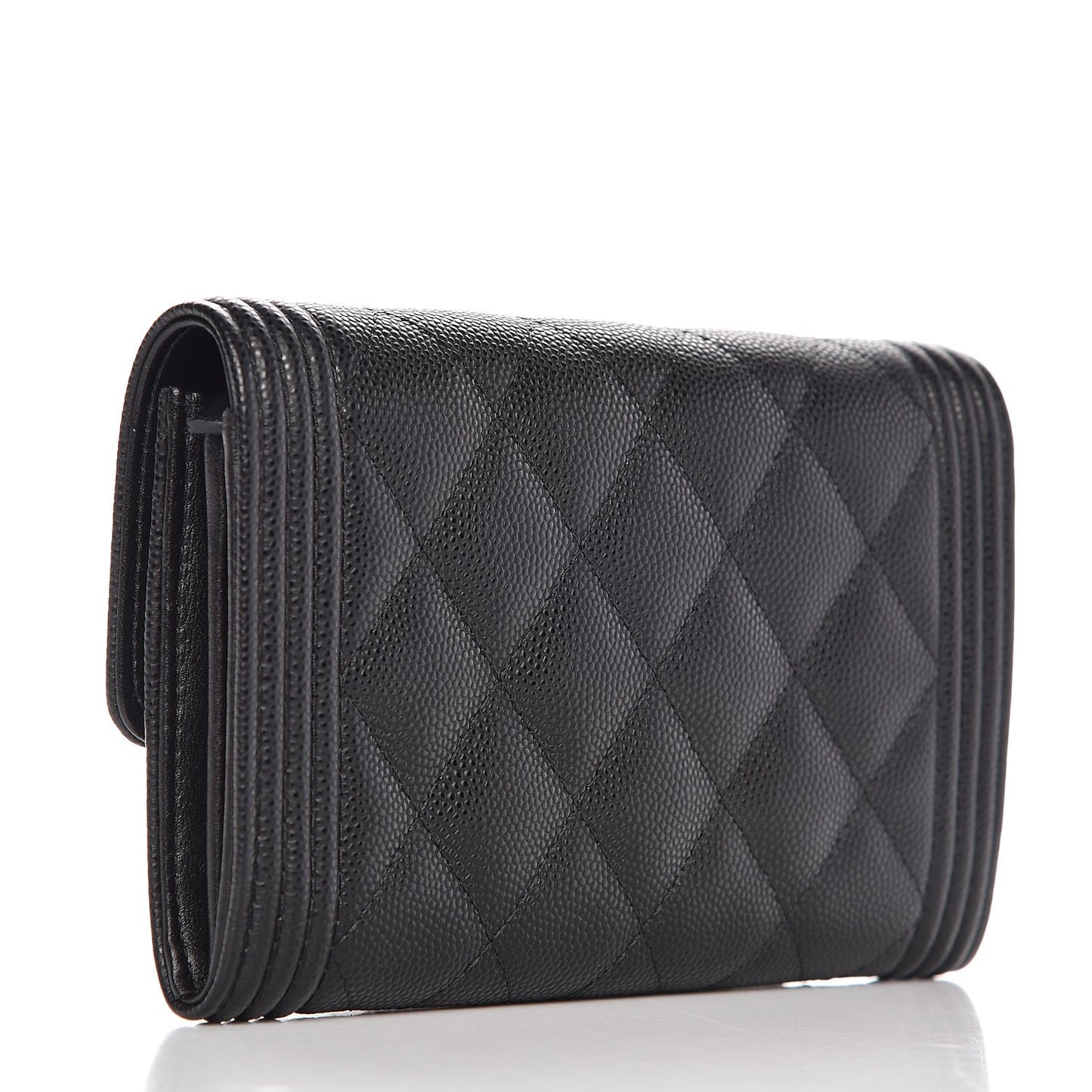 Caviar Quilted Medium Boy Flap Wallet Black