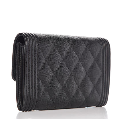 Chanel Caviar Quilted Medium Boy Flap Wallet Black 3 of 9