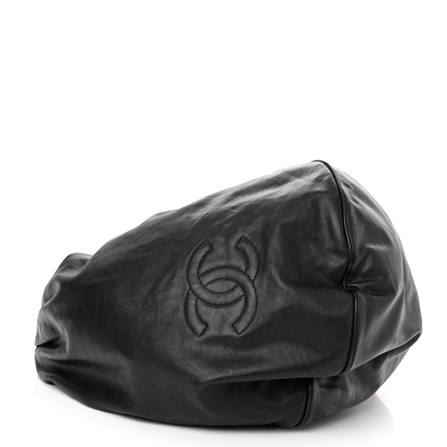 Lambskin Large Rock and Chain Hobo Black