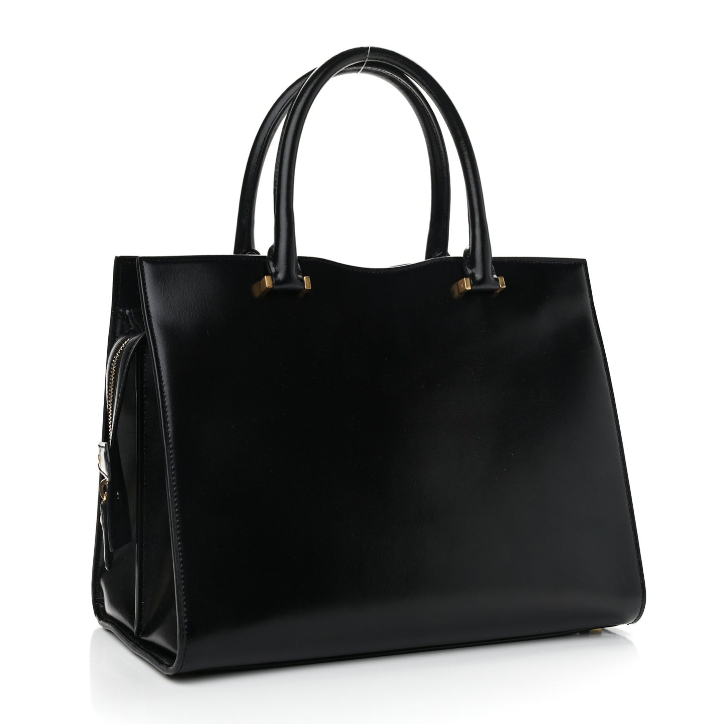 Shiny Calfskin Medium Uptown Tote Black