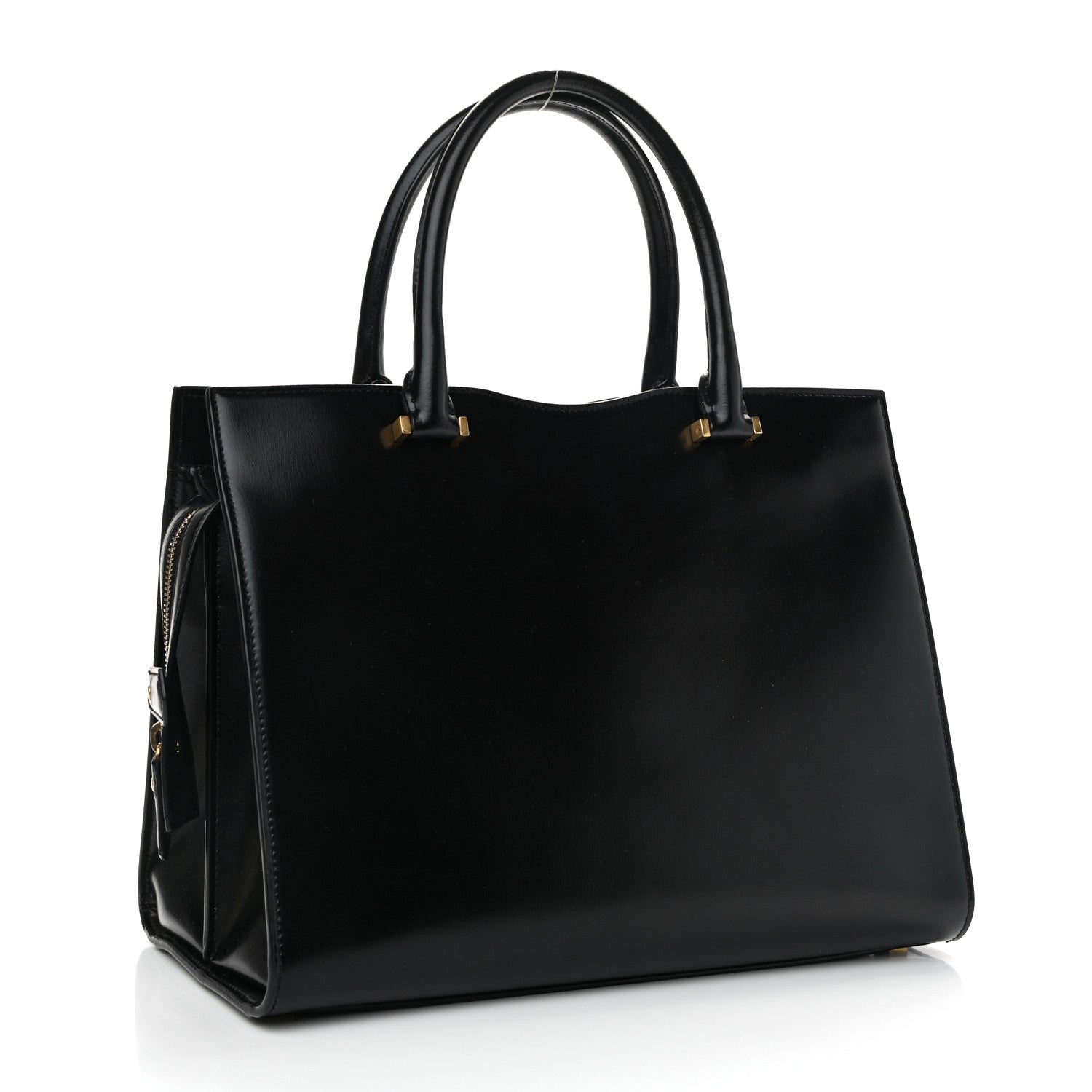 Saint Laurent Shiny Calfskin Medium Uptown Tote Black 2 of 12