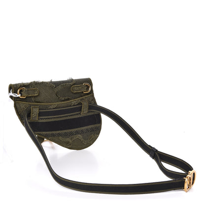 Christian Dior Canvas Embroidered Camouflage Saddle Belt Bag Green 3 of 10