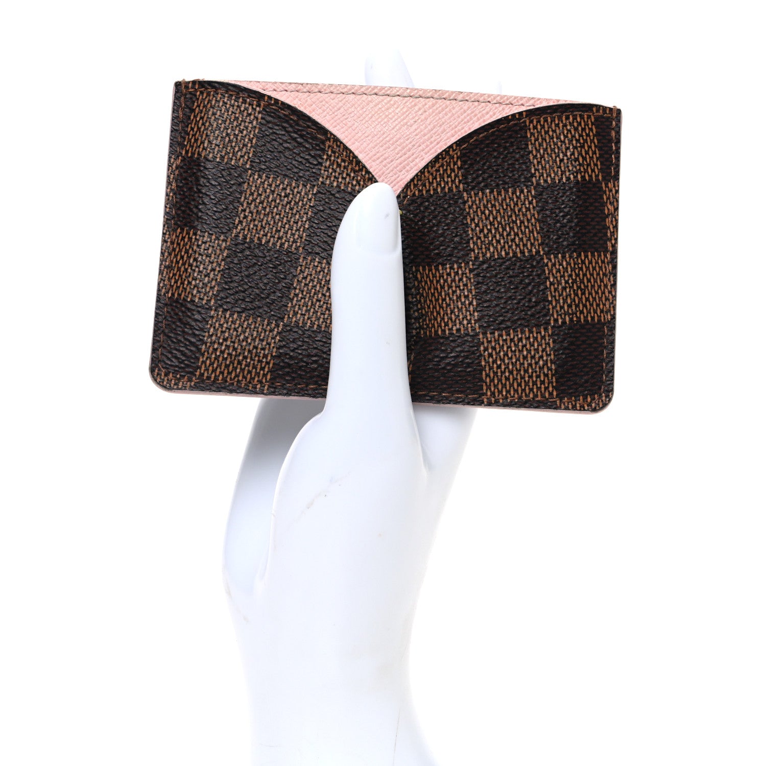 Louis Vuitton Damier Ebene Caissa Card Holder Rose Ballerine 2 of 7