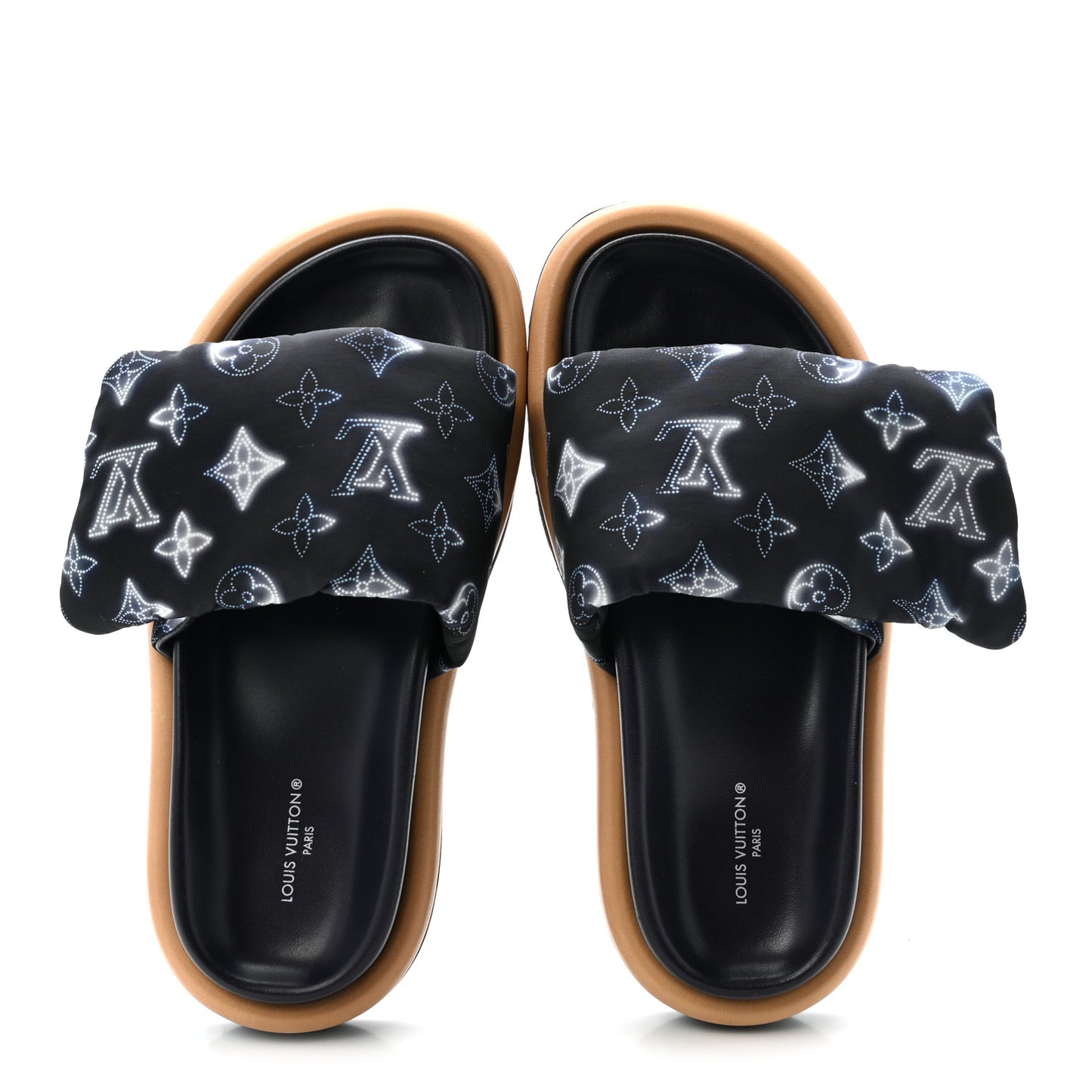 Nylon Monogram Womens Pool Pillow Comfort Mules 36 Navy Blue
