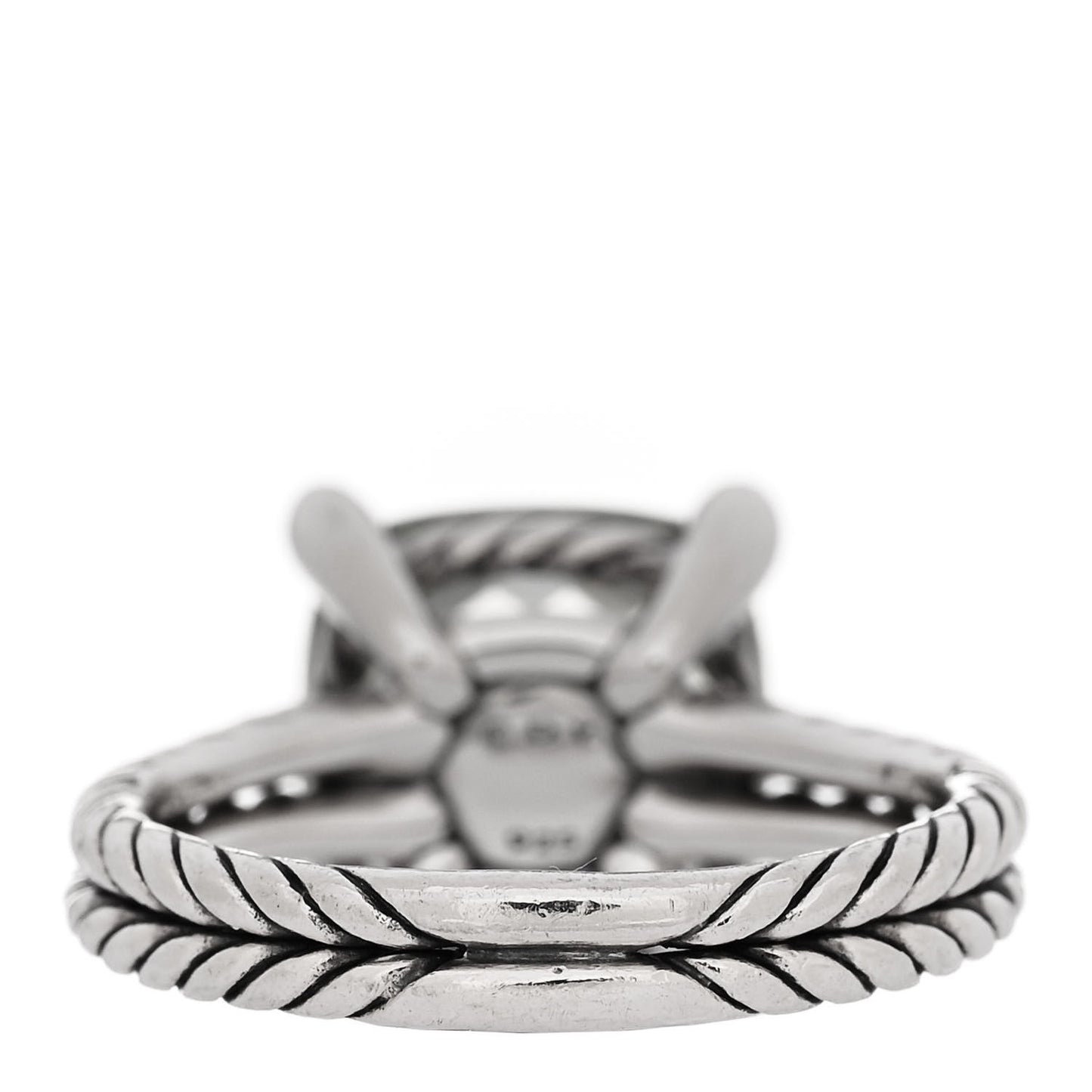 Sterling Silver Diamond Prasiolite 11mm Chatelaine Ring 54 7