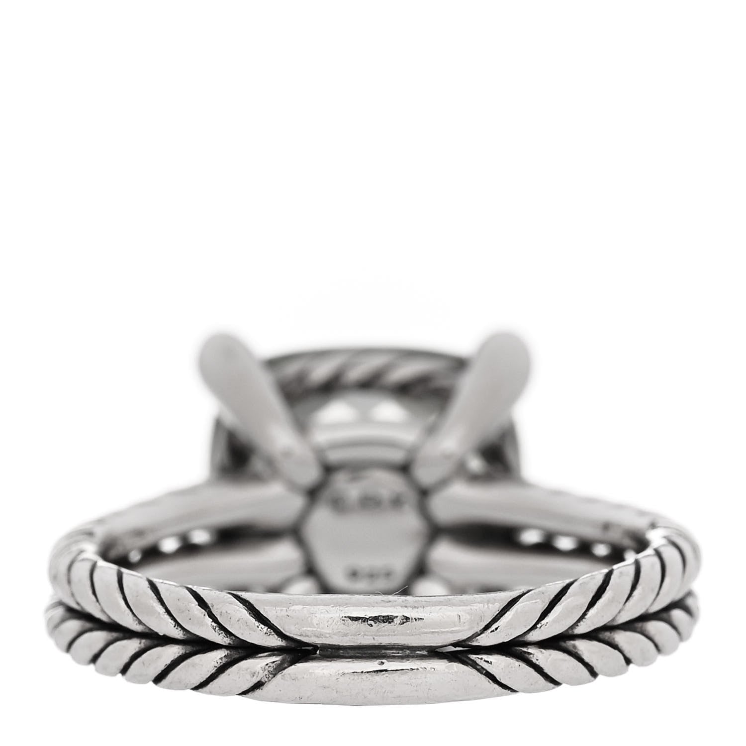 David Yurman Sterling Silver Diamond Prasiolite 11mm Chatelaine Ring 54 7 4 of 5