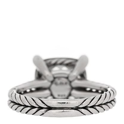David Yurman Sterling Silver Diamond Prasiolite 11mm Chatelaine Ring 54 7 4 of 5