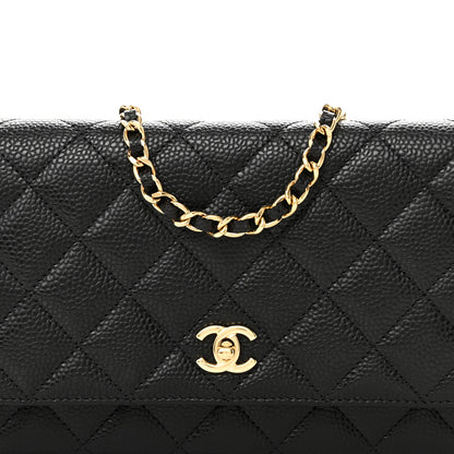 Chanel Caviar Quilted CC Turnlock Wallet On Chain WOC Black 9 of 12