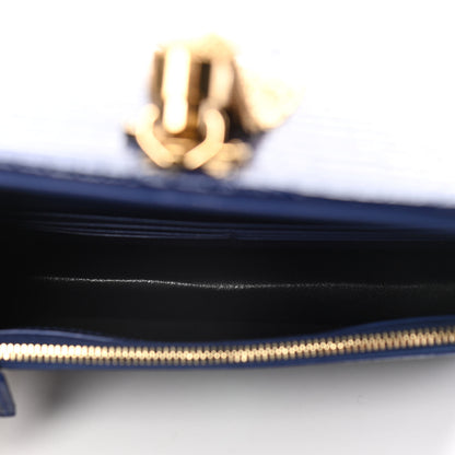 Saint Laurent Calfskin Crocodile Embossed Kate Monogram Tassel Chain Wallet Royal Blue 5 of 12