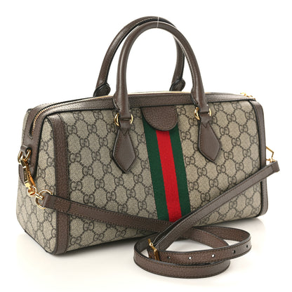 Gucci GG Supreme Monogram Textured Dollar Calfskin Web Medium Ophidia Boston Beige Ebony New Acero 3 of 10