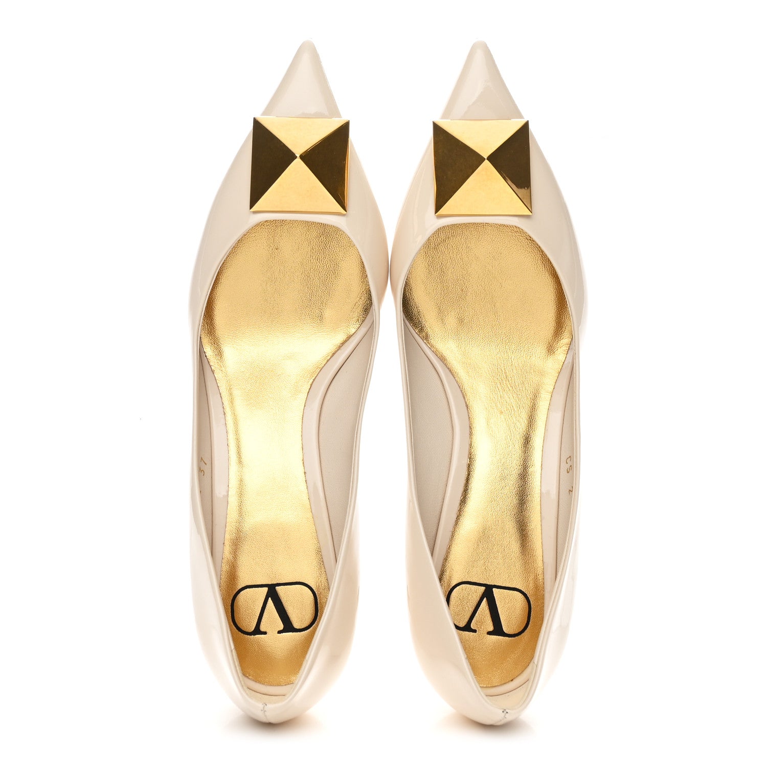 Valentino Garavani Patent Tonal One Stud Pumps 37 Ivory 1813558