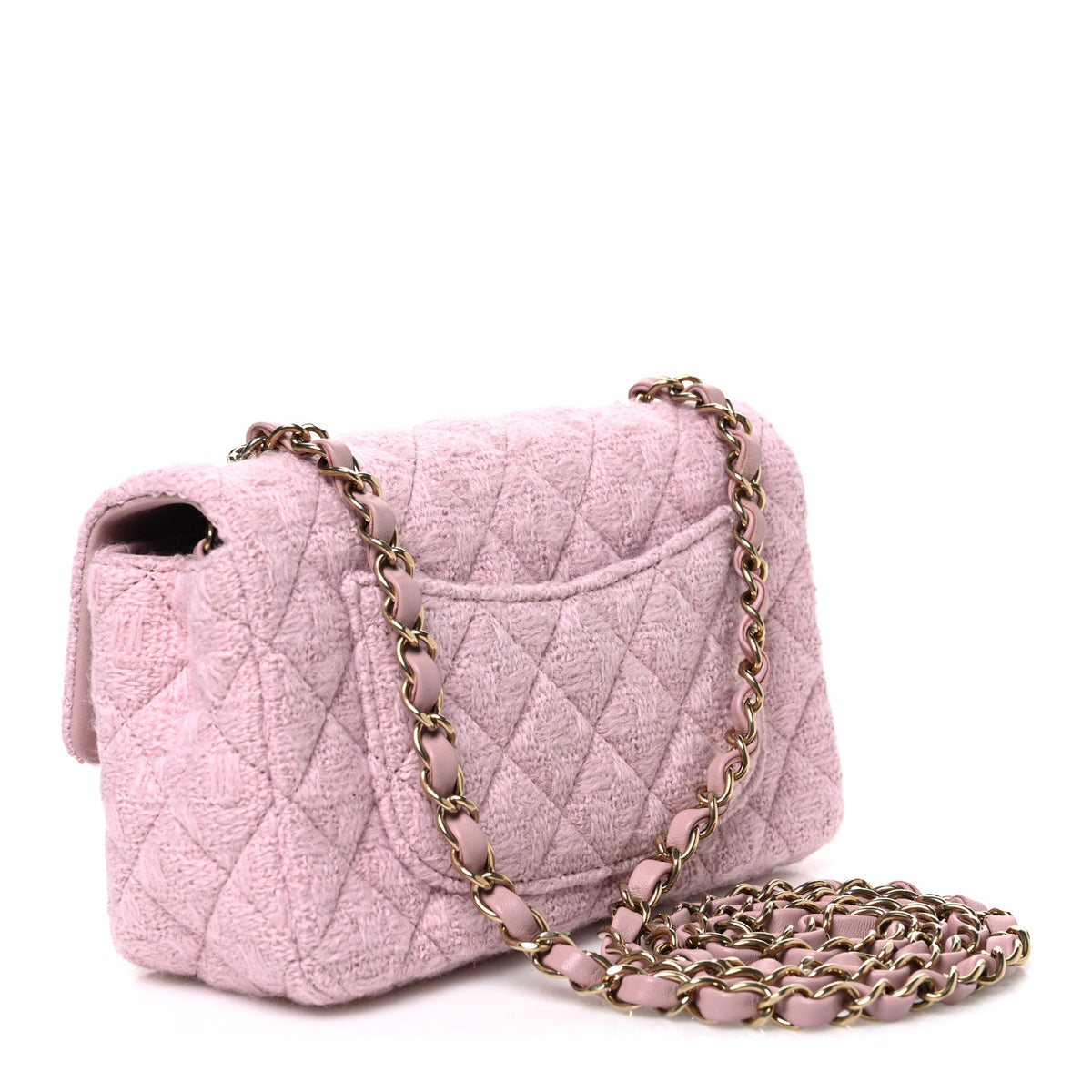 Chanel Tweed Quilted Mini Rectangular Flap Light Pink 3 of 10