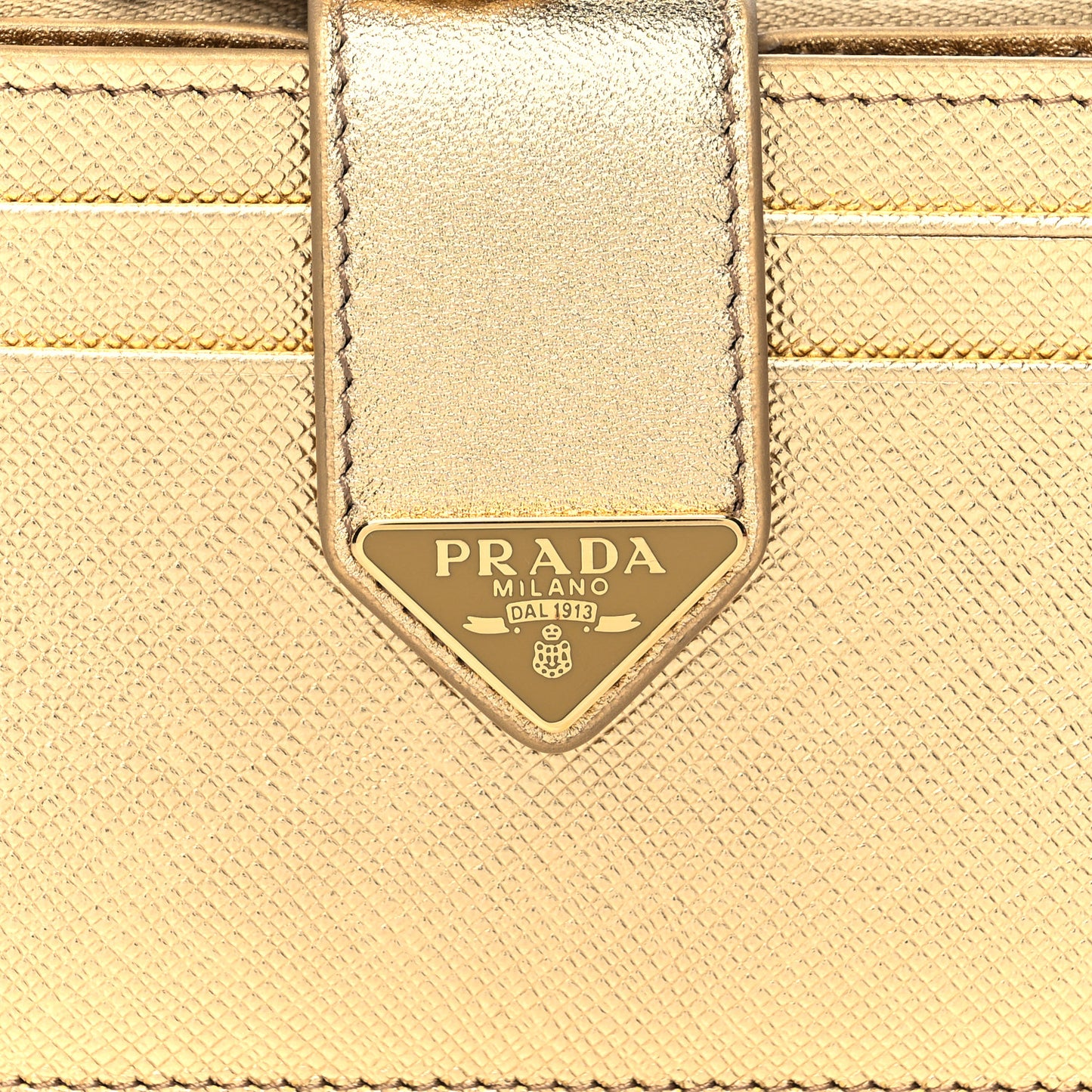 Saffiano Metal Tab Card Case Metallic Gold