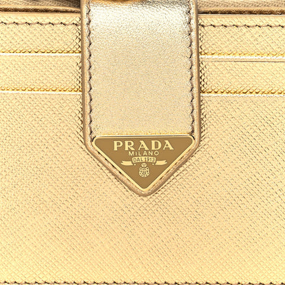 Prada Saffiano Metal Tab Card Case Metallic Gold 7 of 8