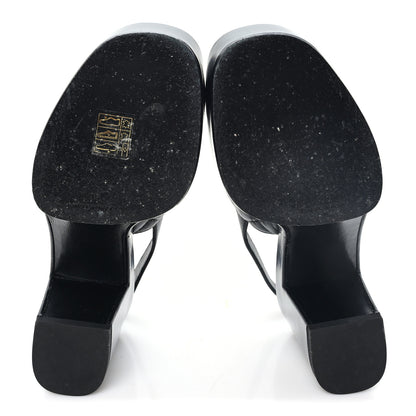 Chanel Lambskin Quilted Peep Toe Wedge Sandals 38 Black 6 of 9