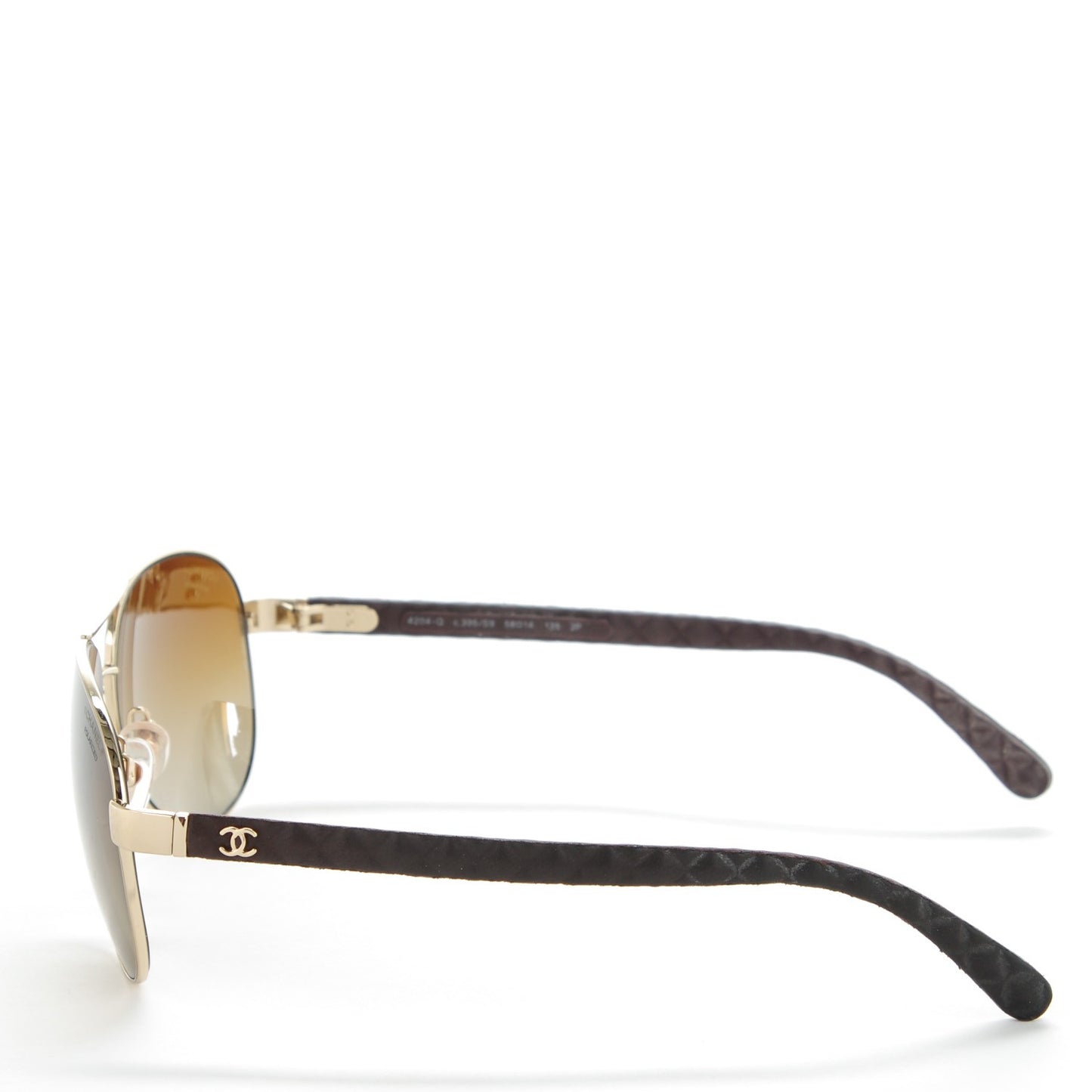 Goatskin Pilot Quilting Aviator Polarized Sunglasses 4204-Q Brown