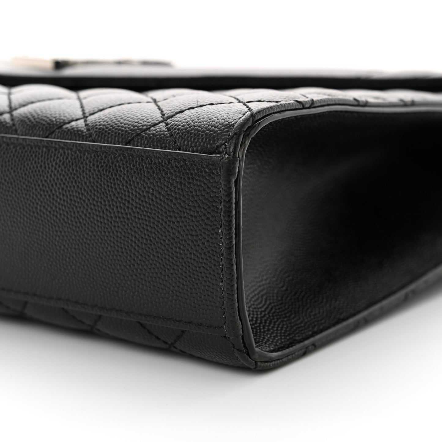 Grain De Poudre Textured Mixed Matelasse Large Triquilt Monogram Satchel Black