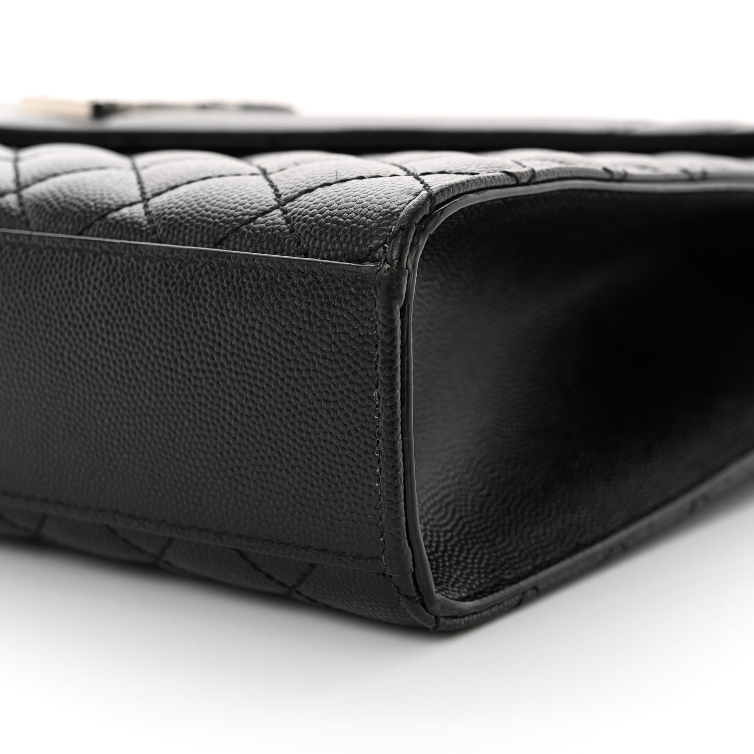 Saint Laurent Grain De Poudre Textured Mixed Matelasse Large Triquilt Monogram Satchel Black 10 of 12