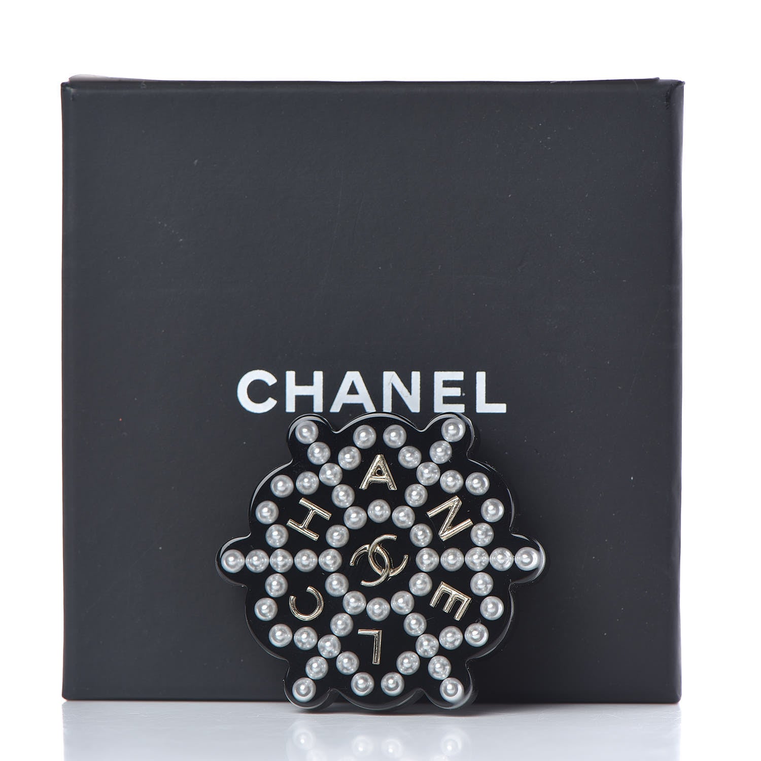 Chanel Resin Pearl Snowflake Brooch Black 5 of 5