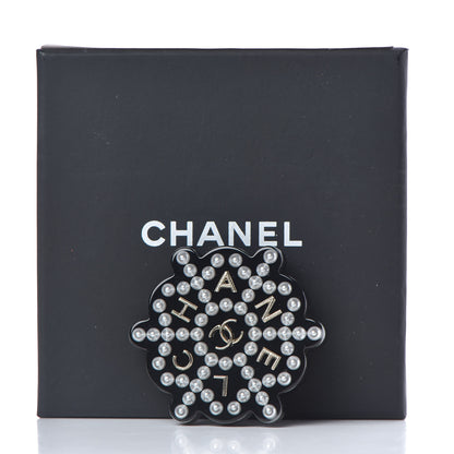 Chanel Resin Pearl Snowflake Brooch Black 5 of 5