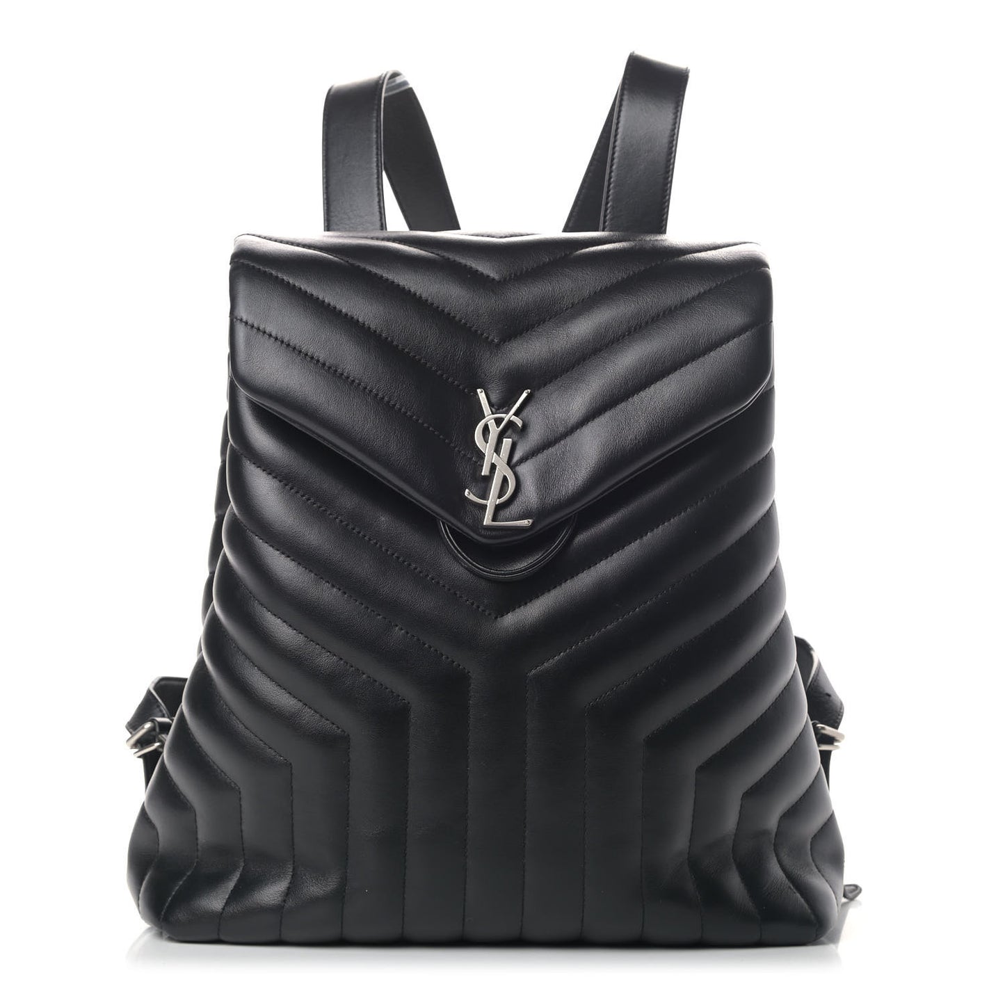Calfskin Y Quilted Monogram Medium Loulou Backpack Black