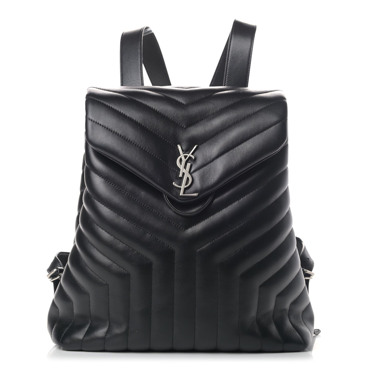 Saint Laurent Calfskin Y Quilted Monogram Medium Loulou Backpack Black 1 of 5