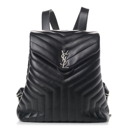 Saint Laurent Calfskin Y Quilted Monogram Medium Loulou Backpack Black 1 of 5
