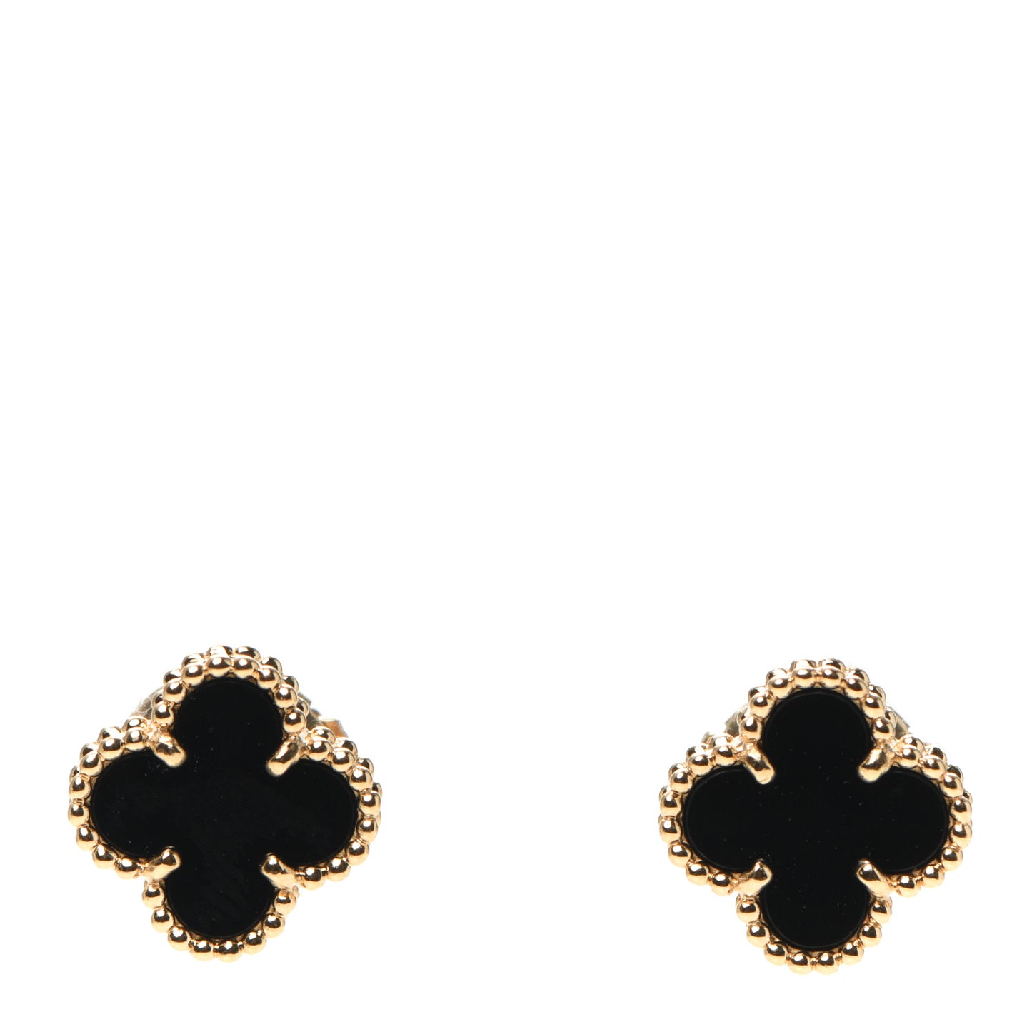 18K Yellow Gold Black Onyx Sweet Alhambra Earrings