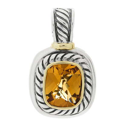 David Yurman Sterling Silver 14K Yellow Gold Citrine 12mm Albion Enhancer Pendant 1 of 4