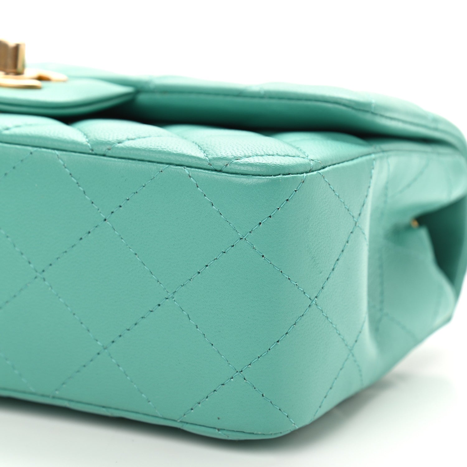 Chanel Lambskin Quilted Mini Rectangular Flap Turquoise 10 of 13