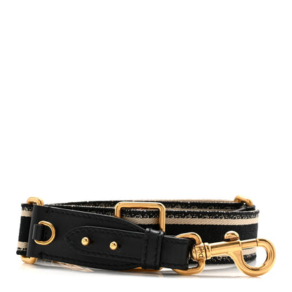 Christian Dior Canvas Embroidered Shoulder Strap Black 1 of 5