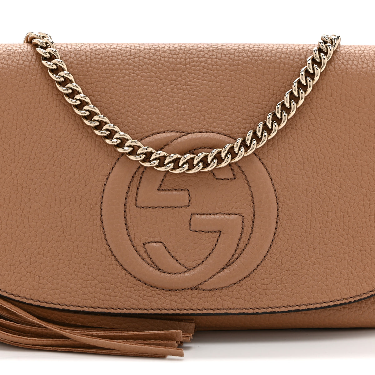 Pebbled Calfskin Medium Soho Flap Crossbody Camelia