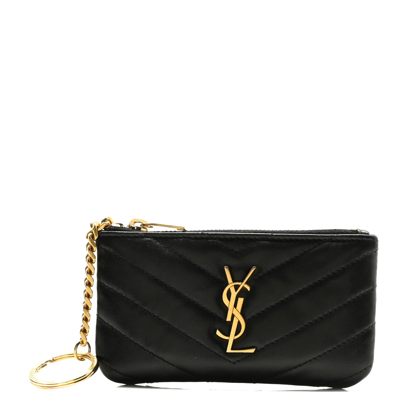 Calfskin Matelasse Monogram Key Pouch Black