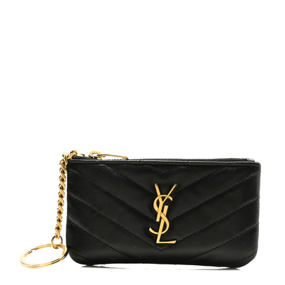 Saint Laurent Calfskin Matelasse Monogram Key Pouch Black 1 of 8