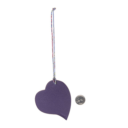 Hermes Togo Epsom Petit H Heart Bag Charm Rubis Iris 2 of 2