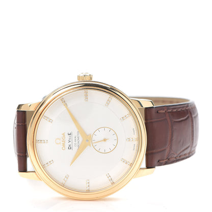 Omega 18K Yellow Gold Crocodile Diamond 39mm De Ville Prestige Automatic Watch Brown 4613.35.02 2 of 6