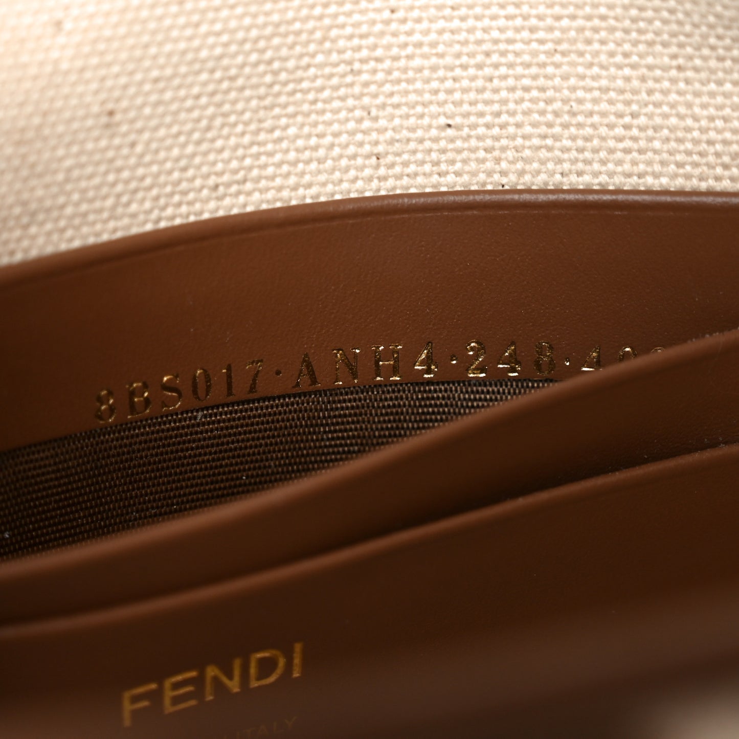 Canvas Vitello King Seta FF Embroidered Mini Baguette Grezzo Multicolor Gianduia