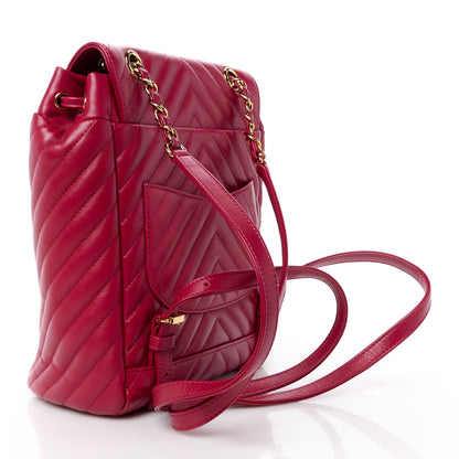 Chanel Lambskin Chevron Quilted Small Urban Spirit Backpack Dark Pink 3 of 13
