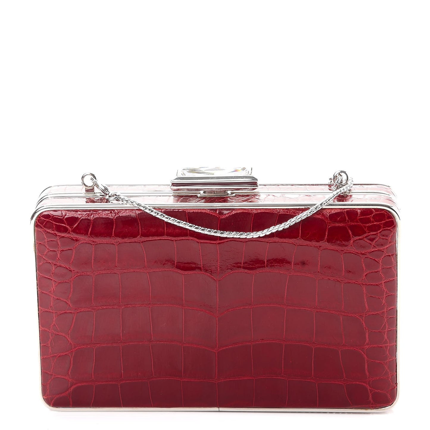 Crocodile Austrian Crystal Box Clutch Red