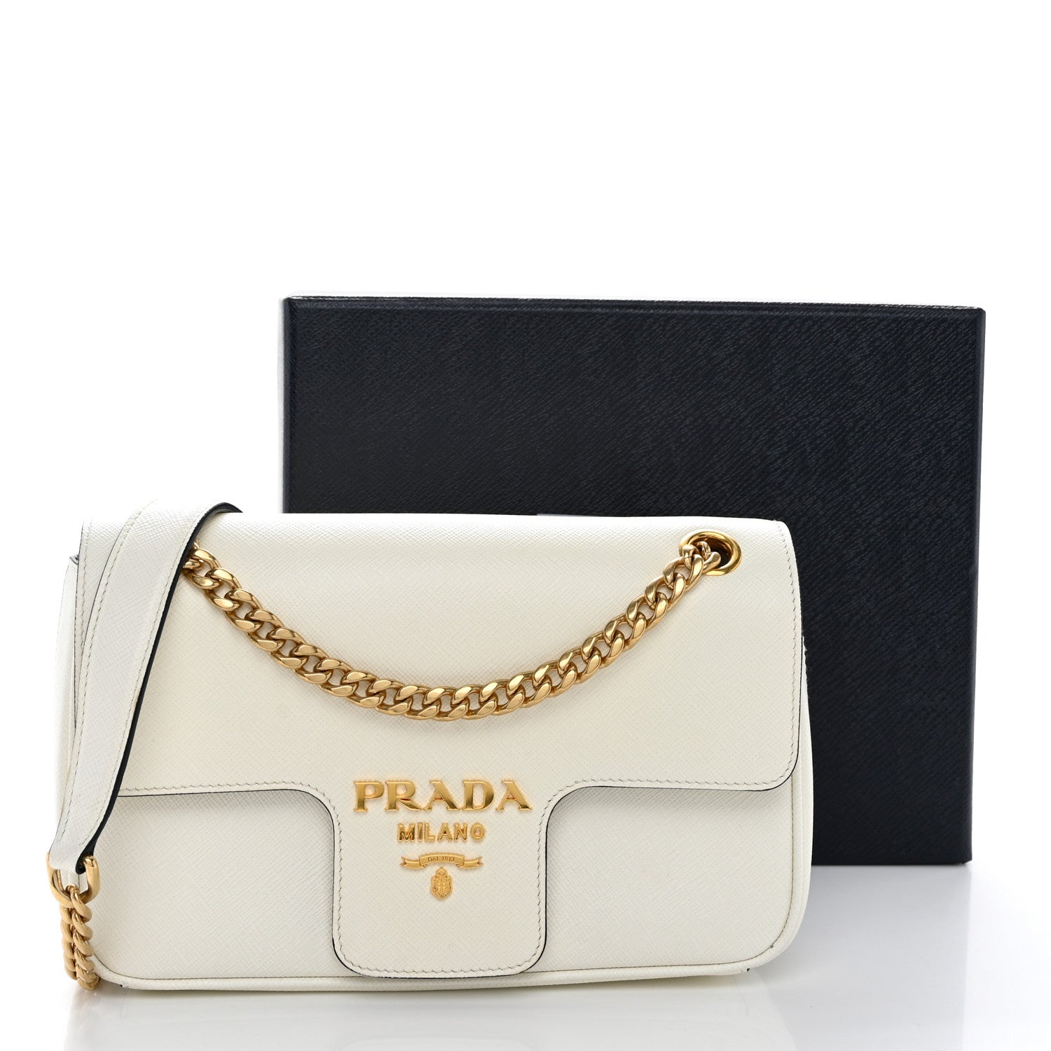 Prada Saffiano Flap Shoulder Bag White 12 of 12