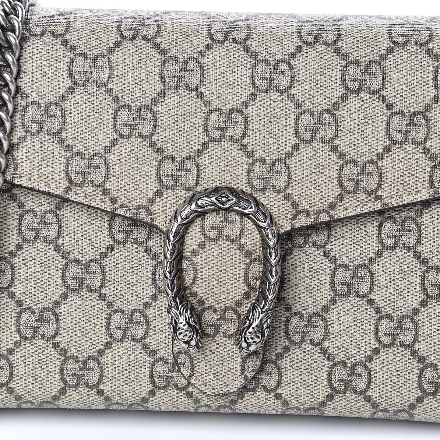 GG Supreme Monogram Mini Dionysus Chain Wallet Beige Taupe