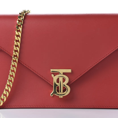 Burberry Calfskin Small TB Envelope Chain Clutch Bag Bright Red 9 of 10