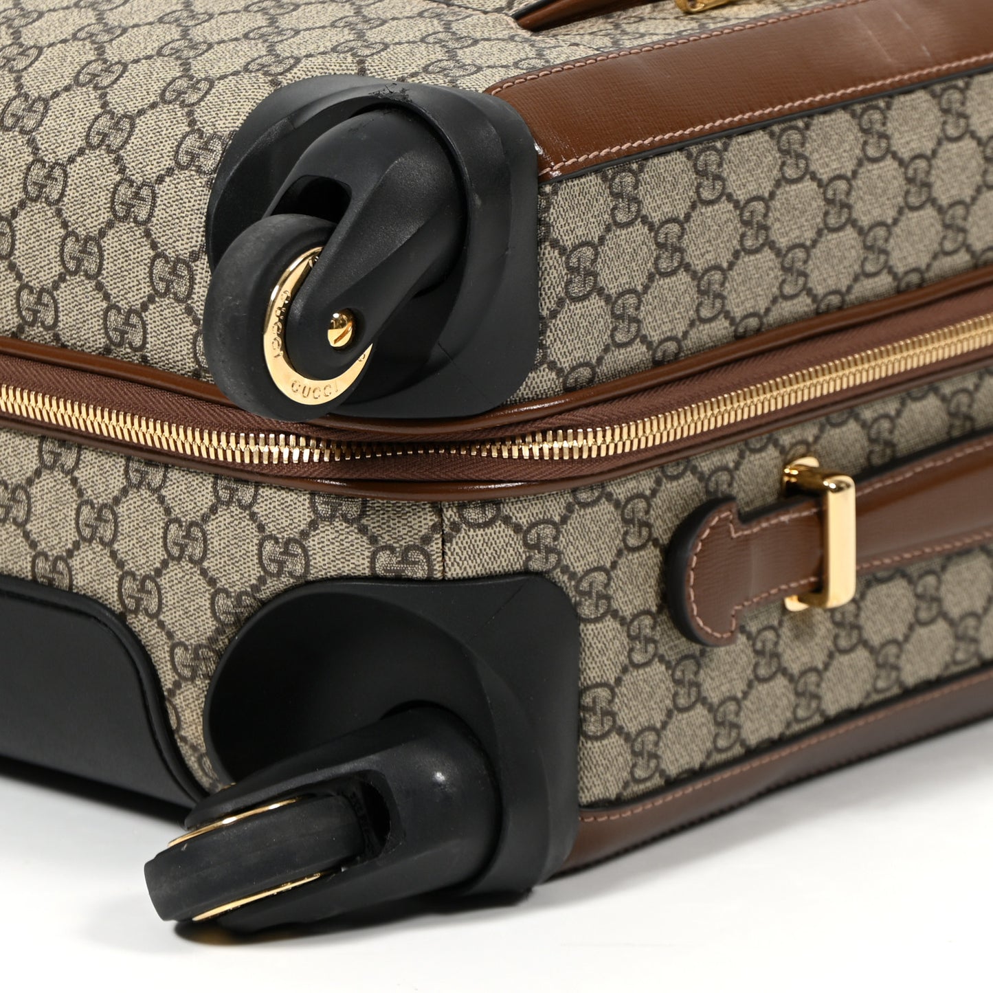 GG Supreme Monogram Azalea Calfskin Retro Interlocking G Carry On Trolley Beige Ebony Brown Sugar