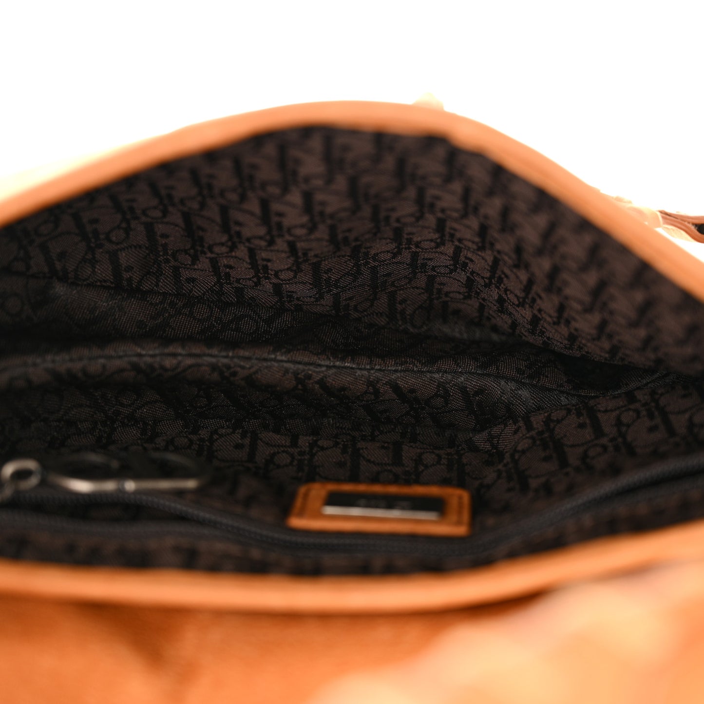 Suede Fur Studded Fringe Saddle Bag Brown
